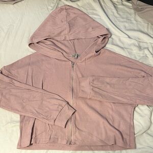 Charlotte Russe Mauve Textured Zip-Up Hoodie